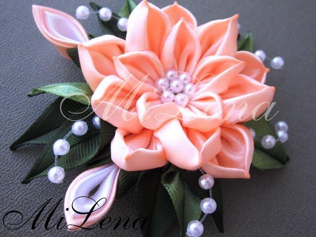 Мастер-класс круглый лепесток в складку /  Leaves kanzashi / DIY Kanzashi / DIY Ribbon flower