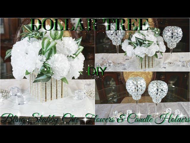 DIY DOLLAR TREE BLING SHABBY CHIC FLOWERS AND CANDLE HOLDERS PETALISBLESS 