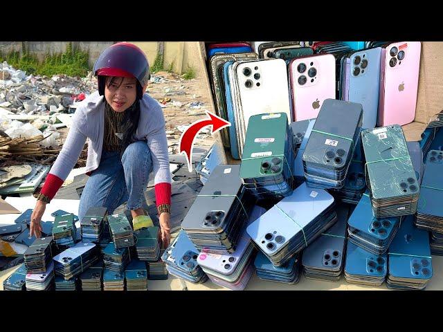 500 PHONE !! Found Many iphone in Box At the landfill,How to Restore destroyed iphone 11 Cracked