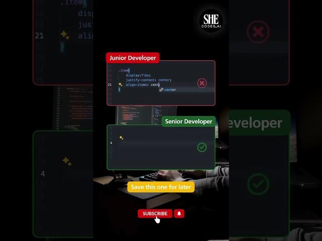 Junior vs. Senior Developer#CSS #WebDev #frontend #LearnToCode #JuniorVsSenior #codetips #code