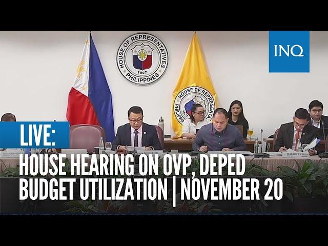 LIVE: House hearing on OVP, DepEd budget utilization | Nov 20