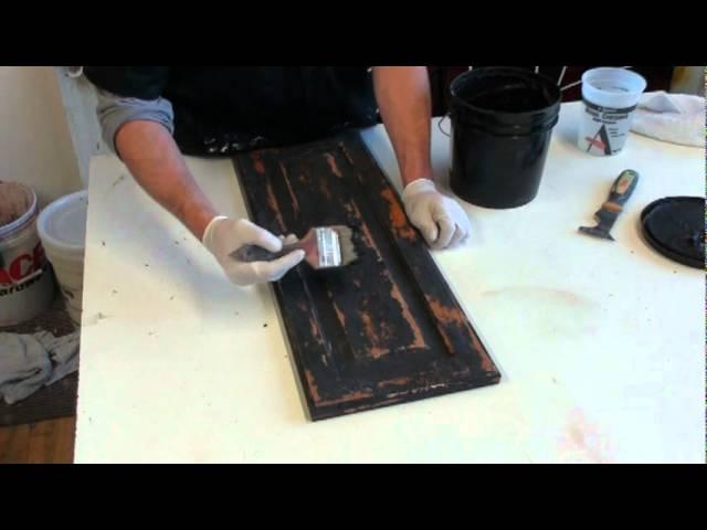 FAUX PAINTING.  HOW TO CREATE A BLACK RUSTIC CABINET FINISH