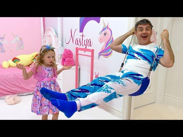 Nastya and her new room with a unicorn