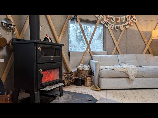 Heating Our Yurt at -10° with a Drolet Bistro Wood Cook Stove