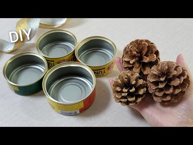 SUPERB ! Look what I Made with Tin cans and pine cone. Amazing DIY recycle idea - Tips & hacks