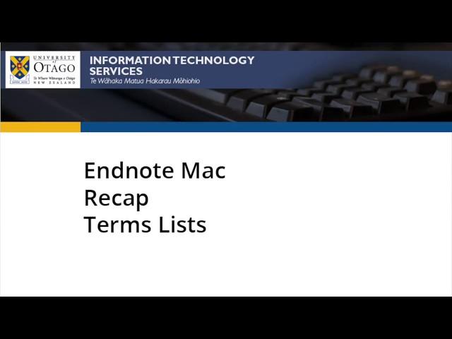 Adding Terms lists to Endnote on Macintosh