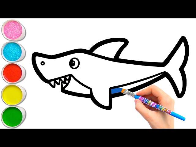 Let's Draw and Paint Daddy Shark Together  Learn How to Draw Sea Animals #363