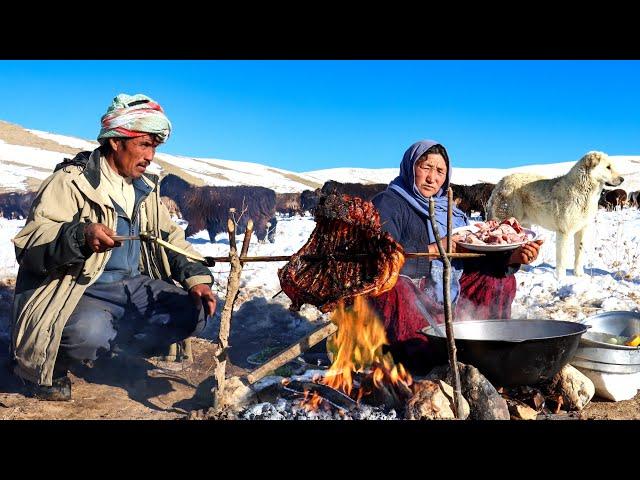 Surviving in the Coldest Village of Afghanistan| Shepherd Mother Cooking Shepherd Food in Wilderness