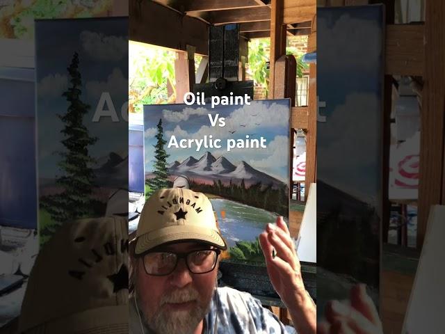 Oil paint vs Acrylic paint #howtopaint #acryliclessons #freetutorials #paintwithrick #landscapes