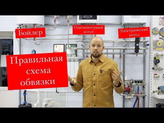 Газовый, электрические котел и бойлер. Схема обвязки.