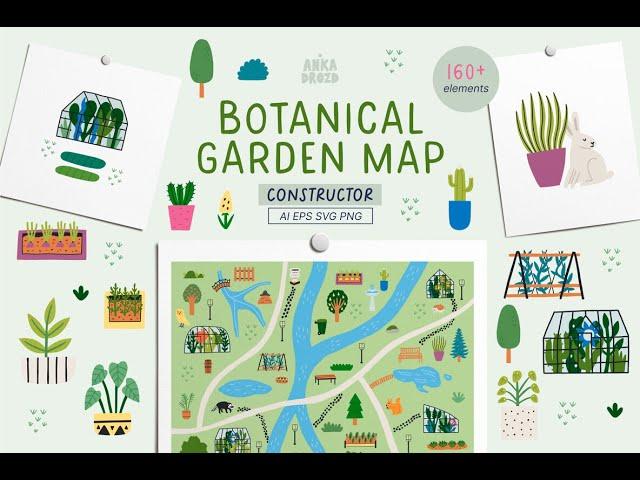 Botanical Garden Map Stock Graphics Download