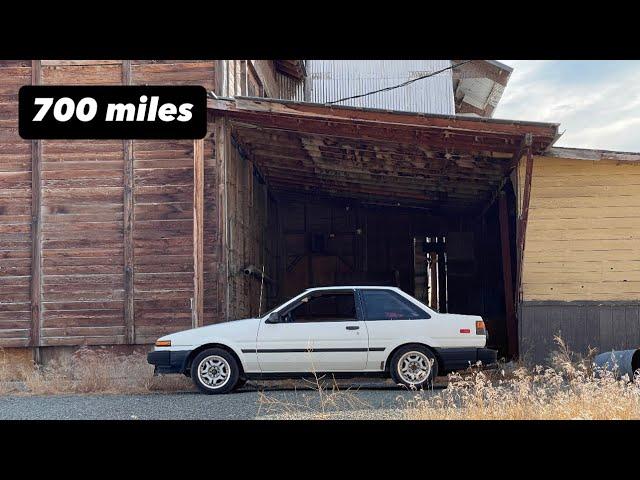 Driving my barn find AE86 home 1987 Toyota Corolla Oregon to Los Angeles