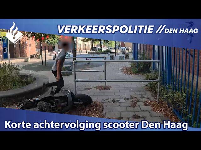 Korte achtervolging op de scooter.in Den Haag