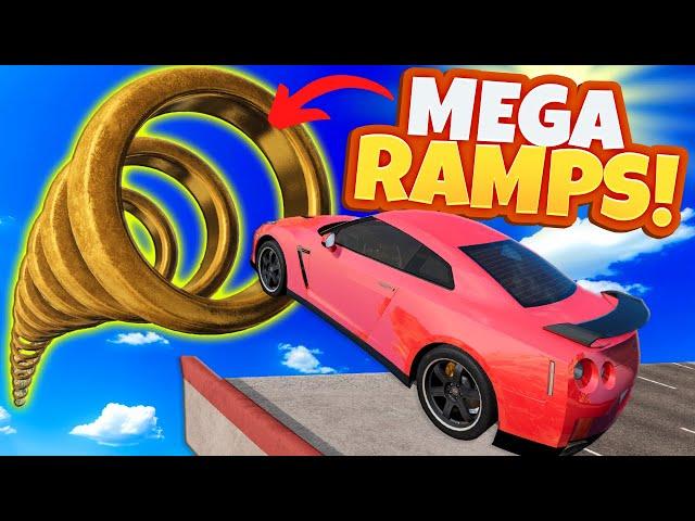 Jumping FAST CARS Through IMPOSSIBLE STUNT RAMPS in BeamNG Drive Mods!