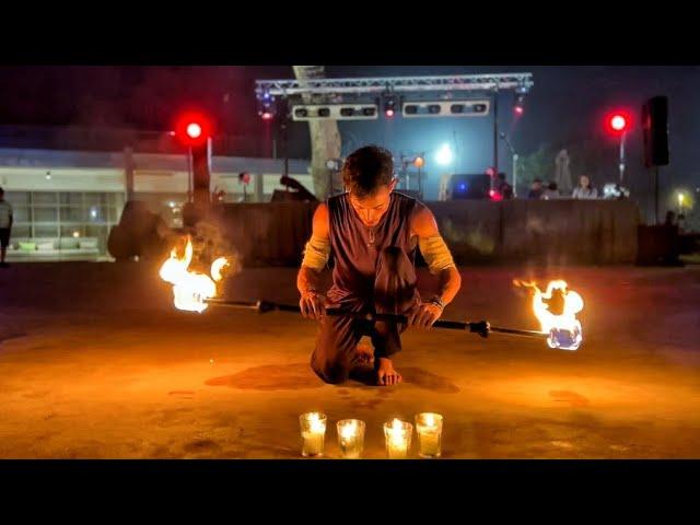 Fire staff show - Contact and Spin