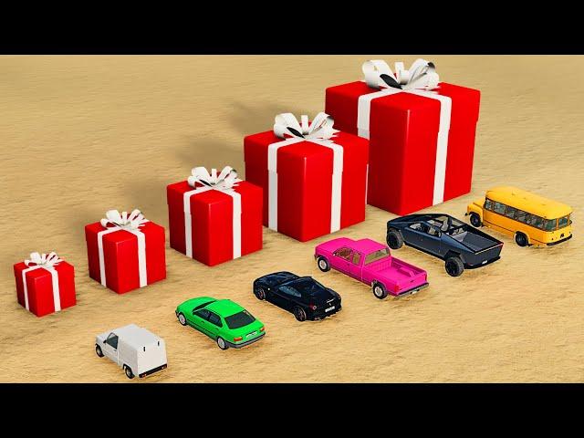 Cars Receiving Giant Dangerous Presents (DON'T OPEN) - BeamNG.drive