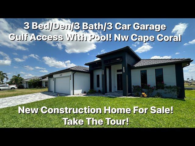 Stunning Cape Coral Florida Home with Gulf Access! | 3 Bed + Den, 3 Bath, 3 Car Garage Available Now