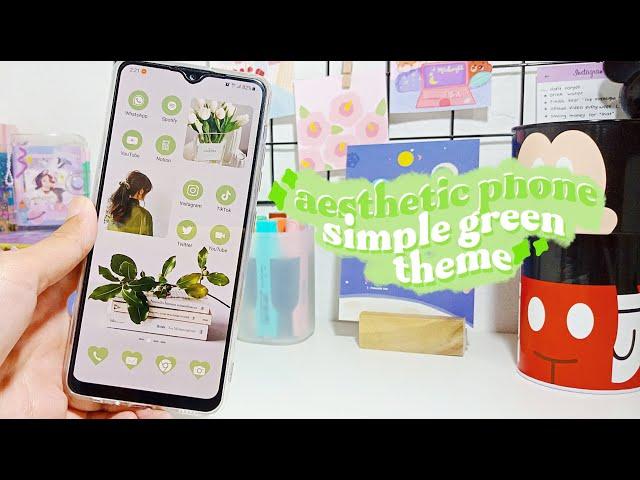 how to make an aesthetic phone - simple green theme  | #samsungA32 #aestheticgreentheme