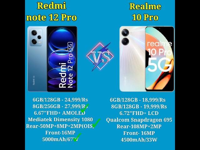 Redmi Redmi_note_12_Pro_vs_Realme_10_Pro Which is the best#shorts#short#shortsfeed#redmi#realme