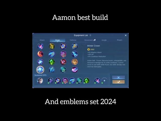Aamon best build and emblem set up 2024 #mlbb #aamon #bestbuild #emblems