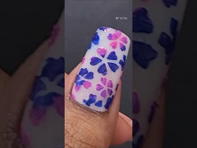 Stenciler sticker double shade flower nails  art design #trending #nailsart #viral#shorts