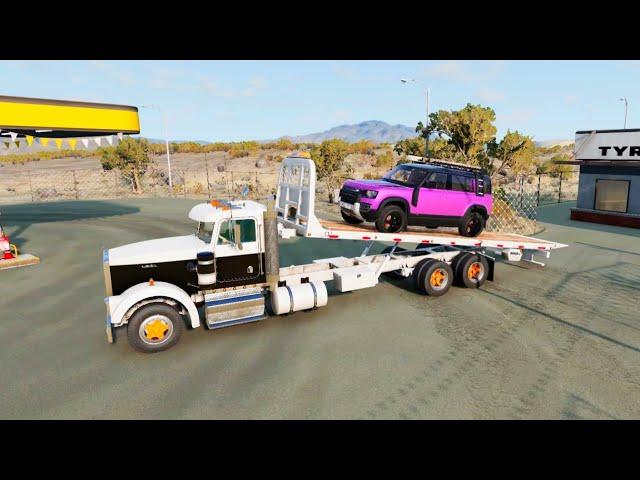 BeamNG Drive Truck Transport VIP Defender S-Class New colour-Desert road