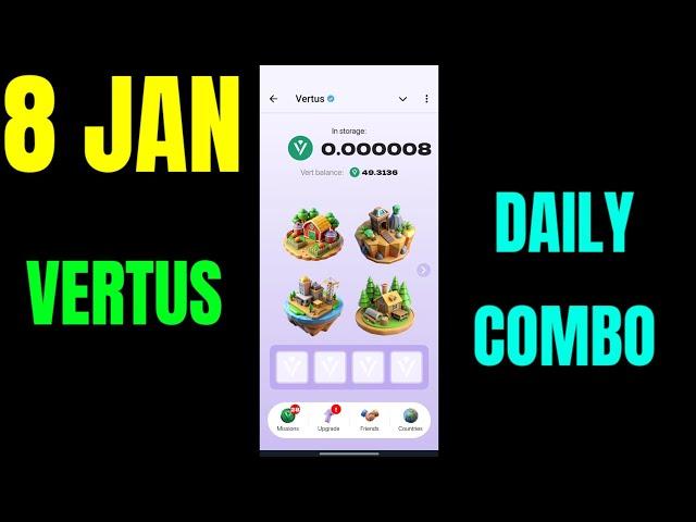 Vertus Combo Cards Today 8 January|| Vertus Daily Combo || Vertus Combo Card || Vertus Combo