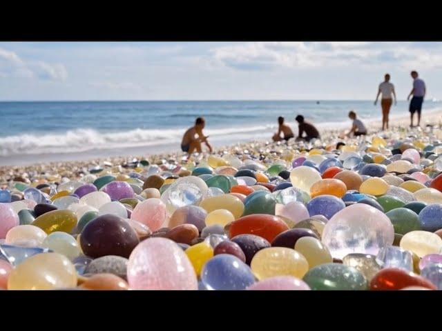 Hunting for raw gemstones. Manufacture and production of natural, precious gemstones, Rainbow Beach