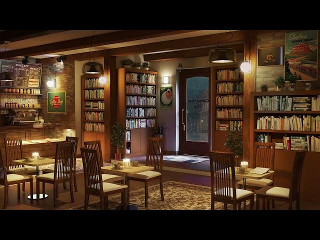 Library Coffee Shop Ambience with Smooth Jazz Music for Relaxing, Studying and Working