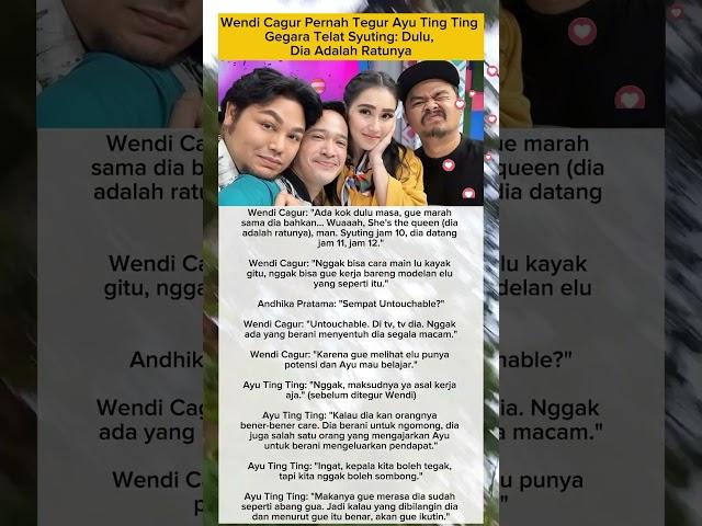 Wendi Cagur Pernah Tegur Ayu Ting Ting Gegara Telat Syuting: Dulu, Dia Adalah Ratunya #shorts