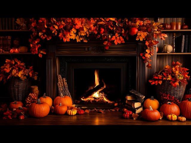 Cozy Autumn Fireplace 12 Hrs  Soothing sounds of burning wood for relaxation [No Music]