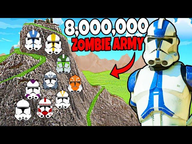 Can All CLONE LEGIONS Hold MOUNTAIN FORTRESS vs 8,000,000 ZOMBIE ARMY?! - UEBS 2: Star Wars Mod