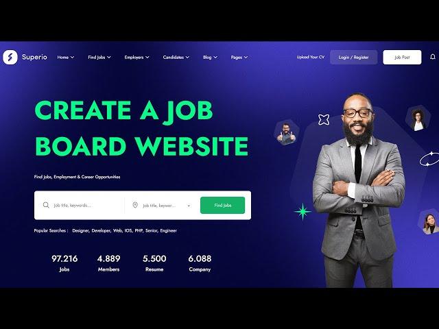 How to Create a  Job Board Website with WordPress &  Superio Theme | WordPress job website 2024