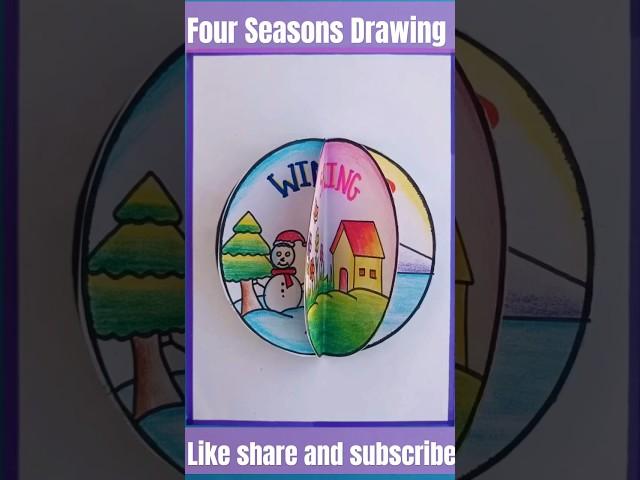 Four Seasons Drawing | Four Seasons Scenery project #shorts #short #youtubeshorts #viral #trending