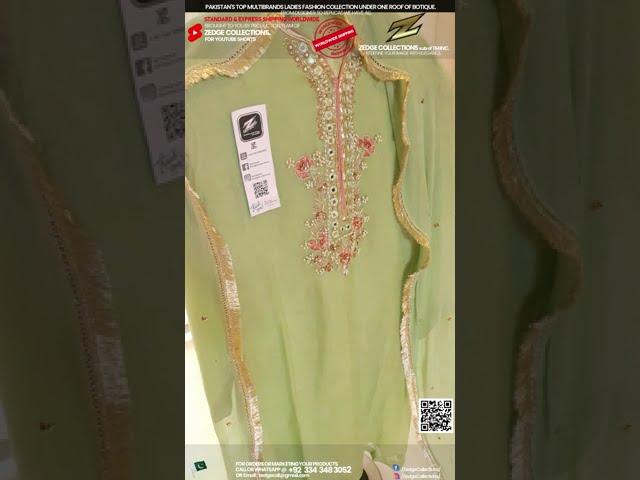 PISTACHIO GREEN PURE CHIFFON PARTY DRESS | ZCCHI600032 #shorts