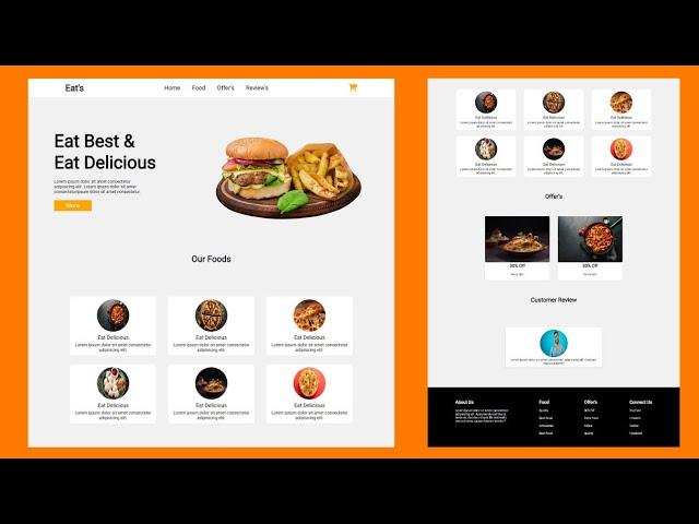 Food/Restaurant Website Using HTML CSS and JavaScript in Hindi | Food Website Using HTML and CSS