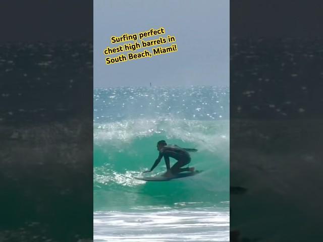 Surfing PERFECT chest high barrels South Beach Miami‍️ #SurfSouthBeach #SurfMiami #surfflorida