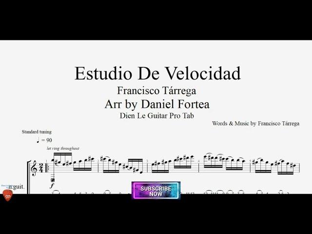 Estudio De Velocidad by Francisco Tárrega for Guitar Tutorial with TABs