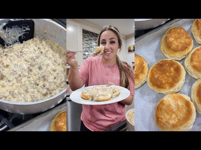 Making Biscuits and Sausage Gravy 