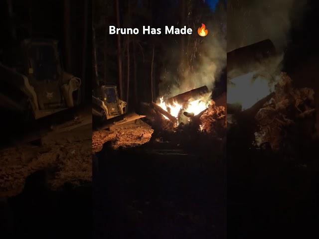 Burning Stumps With Bruno, my T86 Bobcat #fire #burning #stumps #landclearing