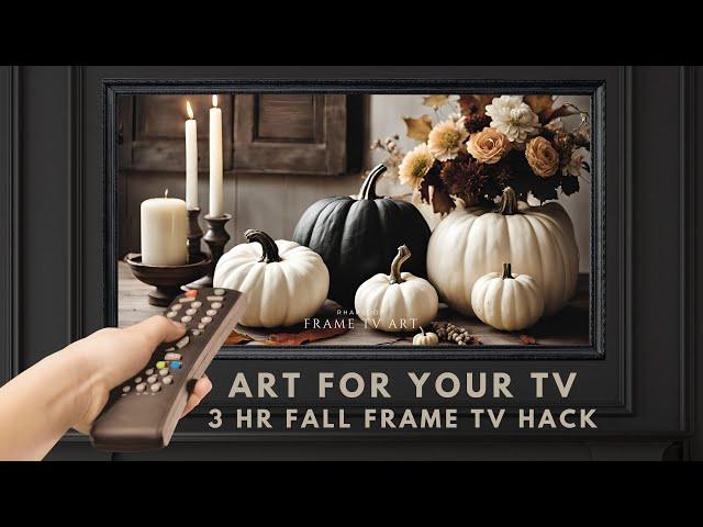 3 Hr Autumn Frame TV Art Screensaver 4K. Frame TV Hack. Moody Fall Pumpkins Wallpaper Background.