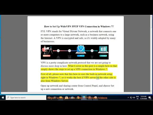 Set Up WideVPN PPTP VPN Connection in Windows 7