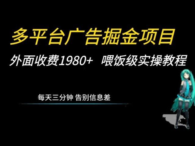 多平台广告掘金项目，保姆级喂饭教程，外面有人收费1980+