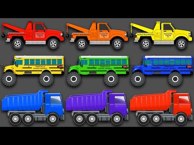 Mixing Colors Street Vehicles, Construction Equipment & Monster Trucks - Learn Colours for Children