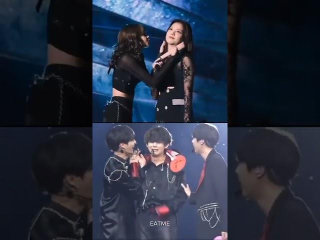 When V & Jisoo pushed jungkook & Lisa  #jisoo #kimtaehyung #vsoo #taesoo