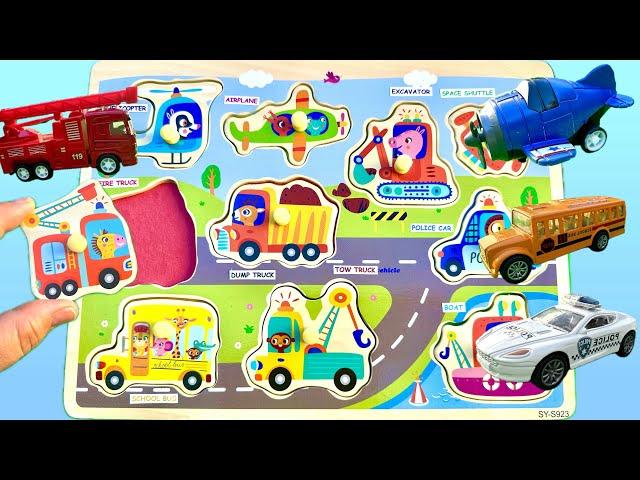 Learn Vehicles with Activity Puzzle and Toy Cars | Best preschool Toddler Fun Toy Learning Video