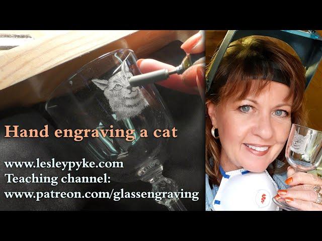 Glass engraving for beginners - Simple CAT FACE engraving (released old Patreon video)