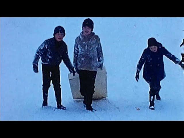 Tobogganing In The 1960s From An 8mm Cine Film