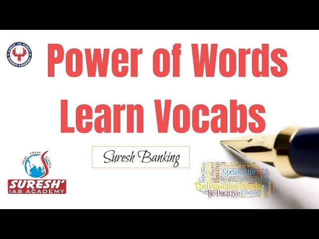 VOCABULARY | MOST IMPORTANT WORDS TO KNOW | Suresh IAS Academy #sureshiasacademybanking #vocabulary