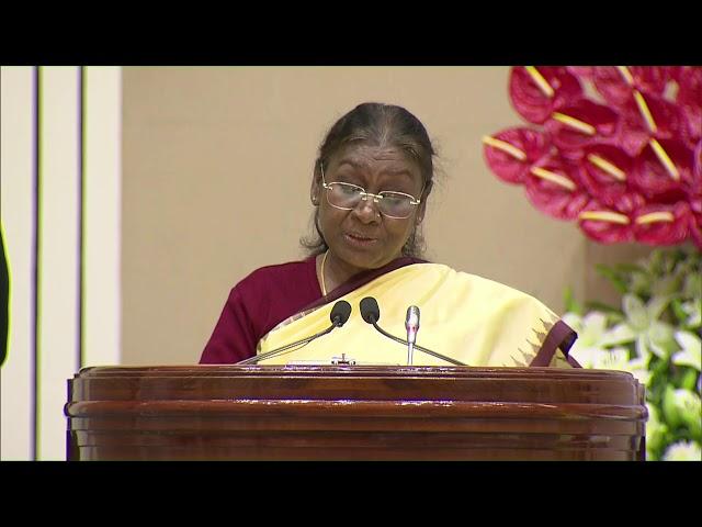 President Droupadi Murmu graces the National Panchayat Raj Awards 2024 at Vigyan Bhawan, New Delhi